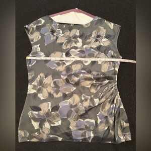 Banana Republic Gray and Purple Fitted Cap Sleeve Blouse